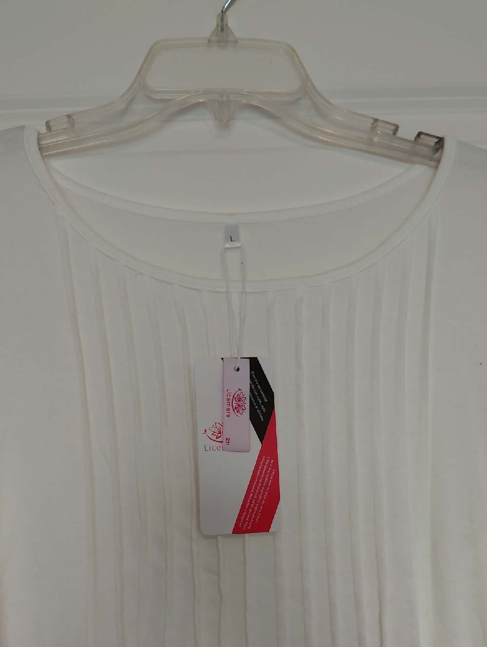 Women's White Pleated-Front Tunic Top